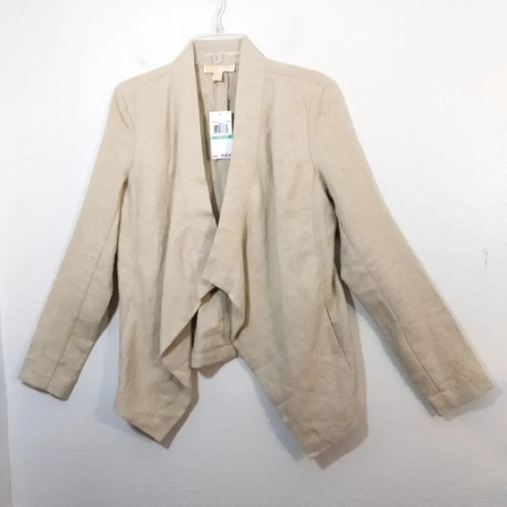 New Michael Kors Hemp Linen asymmetrical jacket NWT 8